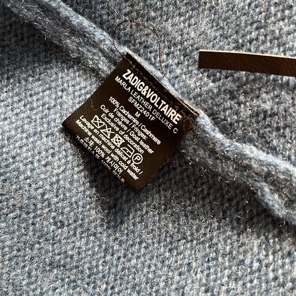 Zadig & Voltaire Marla Cashmere/ Leather Fringe Cardigan Boho Rock Sz M - Picture 7 of 8